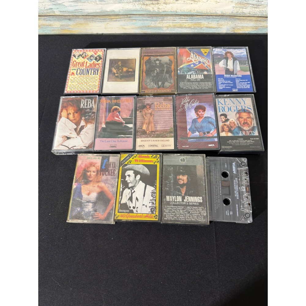 Country Music Cassette Lot Reba McEntire Hank Williams Alabama Waylon - 14 Tapes
